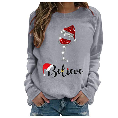 Weihnachtspullover Damen Weihnachtspulli Sweatshirt Rundhals Langarm Weihnachten Pullover Pulli Casual Christmas Sweater Oberteile Tops Langarmshirt für Frauen Teenager Mädchen von Fulidngzg