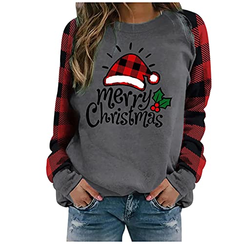 Weihnachtspullover Damen Weihnachtspulli Sweatshirt Rundhals Langarm Weihnachten Pullover Pulli Casual Christmas Sweater Oberteile Tops Langarmshirt für Frauen Teenager Mädchen von Fulidngzg