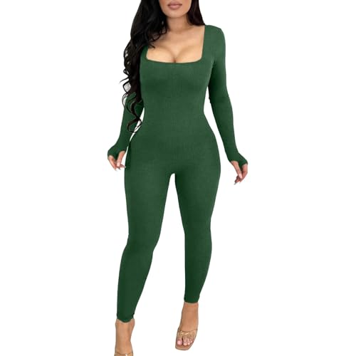 Fulidngzg Weißes Bodysuit Damen Long Sleeve Bodysuit Einteiler Langarm Eng Onesie Ganzkörper Body Set Thermo Ganzkörperanzug Jumpsuit Teenager Mädchen Winter Yoga Anzug Jogginganzug Gymnastikanzug von Fulidngzg