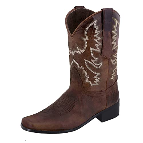 Fulidngzg Western Boots Damen: Hohe Elegant Stiefeletten Cowboystiefel Cowboy Weiter Schaft Westernstiefel Motorrad Biker Boots Braune mit Absatz Stiefel Western Ankle Festival Motorradstiefel von Fulidngzg