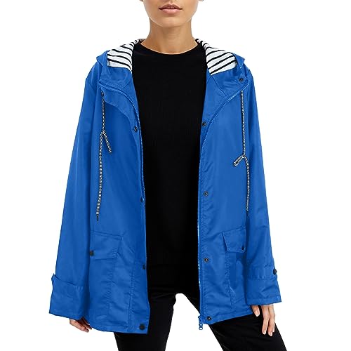 Fulidngzg Windjacke Damen Große Größen Lang Windbreaker Regenmantel Dünne Wasserdicht Softshelljacke Windjacke Rote Atmungsaktiv Outdoorjacke Regenjacke Frühjahr Outdoor Allwetterjacke Raincoat von Fulidngzg