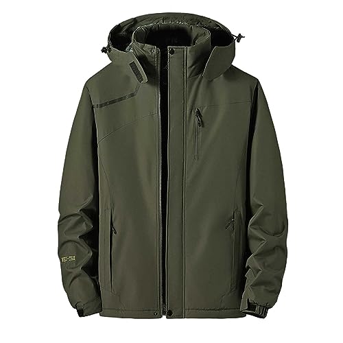 Fulidngzg Winter Schneejacke Herren Atmungsaktiv Outdoor Outdoorjacke Snowboardjacke Wasserdicht Lang Wanderjacke Regenjacke Ski 3 In 1 Gefütterte Skijacke Winterjacke Softshelljacke von Fulidngzg