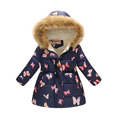 Fulidngzg Winterjacke Baby Mädchen Jungen Kapuzenjacke Übergangsjacke Kinderjacken Dicke Warm Steppjacke Gefüttert Fleece Wintermantel Lang Winddicht Mädchenjacken Parka von Fulidngzg