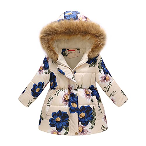 Fulidngzg Winterjacke Baby Mädchen Jungen Kapuzenjacke Übergangsjacke Kinderjacken Dicke Warm Steppjacke Gefüttert Fleece Wintermantel Lang Winddicht Mädchenjacken Parka von Fulidngzg