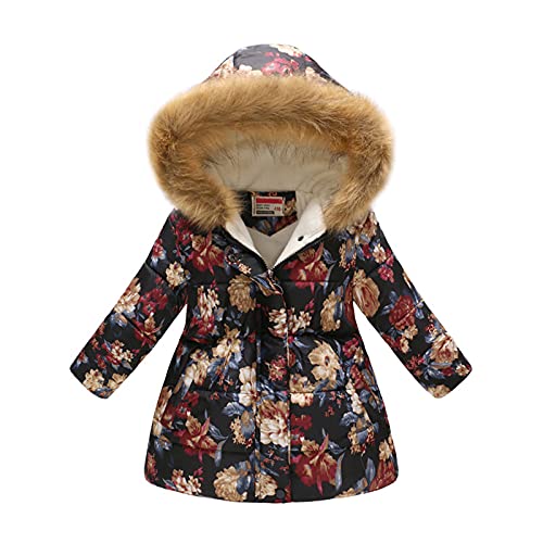 Fulidngzg Winterjacke Baby Mädchen Jungen Kapuzenjacke Übergangsjacke Kinderjacken Dicke Warm Steppjacke Gefüttert Fleece Wintermantel Lang Winddicht Mädchenjacken Parka von Fulidngzg