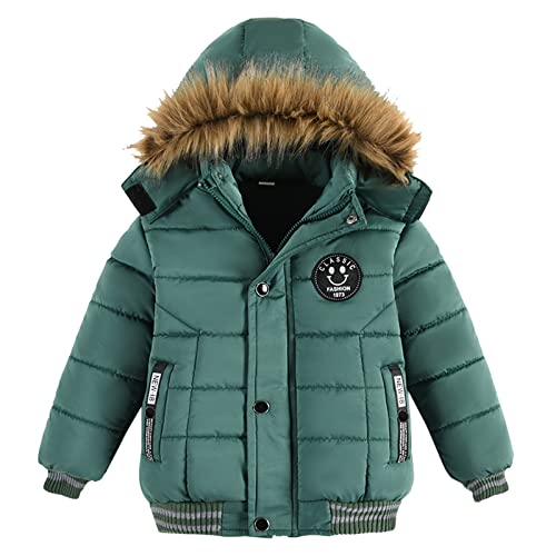 Fulidngzg Winterjacke Jungen Mädchen Kleinkind Gefüttert Winterjacke Wintermantel Kapuzenjacke Warm Übergangsjacke Kinderjacken Fleece Lang Steppjacke Dicke Reißverschluss Softshelljacke Schneejacke von Fulidngzg