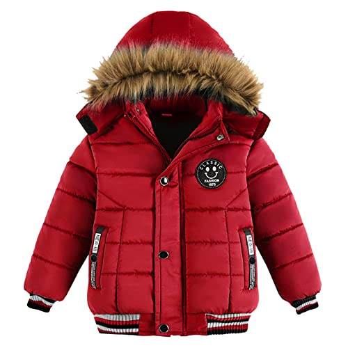 Fulidngzg Winterjacke Jungen Mädchen Kleinkind Gefüttert Wintermantel Kapuzenjacke Warm Übergangsjacke Kinderjacken Fleece Lang Steppjacke Dicke Reißverschluss Softshelljacke Schneejacke von Fulidngzg