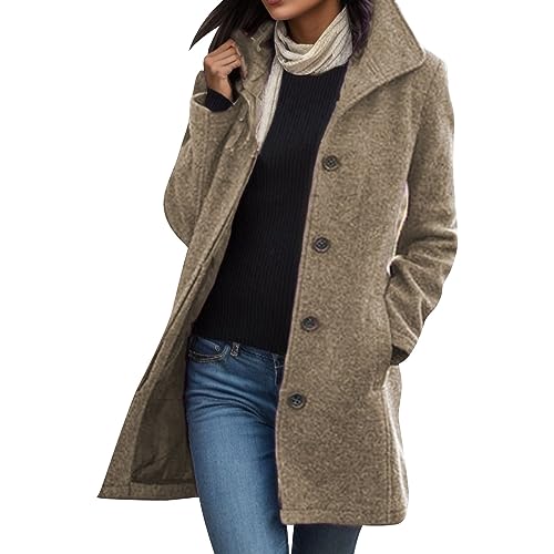 Fulidngzg Wintermantel Damen Lang, Lang Leicht Wollmantel Wolle Schwarzer Trenchcoat Trench Coat Übergang Übergangsmantel Boucle Blazer Herbst Winter Parka Jacke Wolljacke von Fulidngzg