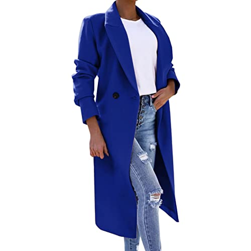 Fulidngzg Wintermantel Damen Lang, Wolle Leicht Trenchcoat Wintermantel Lang Warm Wollmantel Winterparka Herbst Winter Boucle Blazer Parka Schwarzer Windjacke Damenmantel Longblazer von Fulidngzg