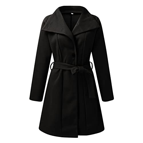 Wintermantel Damen Warm Wolle A-Linie Trenchcoat Wintermantel Lang Leicht Wollmantel Boucle Blazer Elegant Herbstmantel Mantel Warm Winterparka Longblazer Damenmantel von Fulidngzg