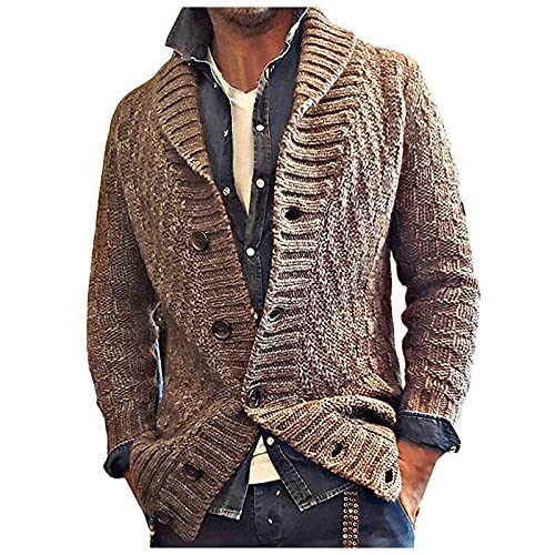 Fulidngzg Wintermantel Herren: mit Reissverschluss Norweger Trachtenjacke Fleecejacke Strick Lang Cardigan Sweatjacke Ohne Kapuze mit Kragen Schwarz Strickjacke Wolle Fleece Trachten Jacke von Fulidngzg