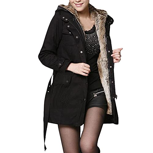 Fulidngzg Winterparka Damen Wasserdicht Warm Lang Gefüttert Steppjacke Parka Fleece Winter Wintermantel Winterparka Elegant Wasserdicht mit Kapuze Mantel Steppmantel Übergangsjacke Winterjacke von Fulidngzg