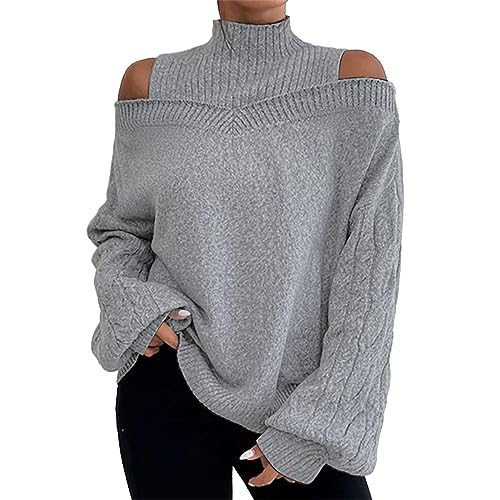 Fulidngzg Winterpullover Damen Warm Sexy Warm Rollkragenpullover Pullover Kuschel Kaschmir Strickpullover Pulli Norweger Strick Winterpullover Rollkragenpulli Grobmaschig Rolli Wollpulli von Fulidngzg