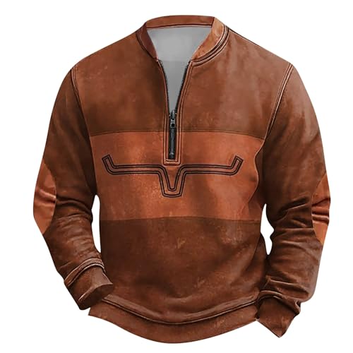 Fulidngzg Winterpullover Herren, Pullover Herren Winter Stehkragen 3D Druck Fleecepullover Sweatshirt Warm Arbeitspullover 4XL Strickpullover Ohne Kapuze Plus Size Pullover Winterpullover von Fulidngzg