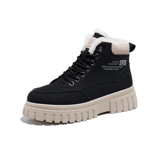 Fulidngzg Winterstiefel Damen Gefüttert und Wasserdicht Leder Trekkingschuhe Weite H Outdoor Winterschuhe Winddicht Winter Boots Kurzschaft Rutschfeste Wanderstiefel Schneestiefel für Frauen von Fulidngzg