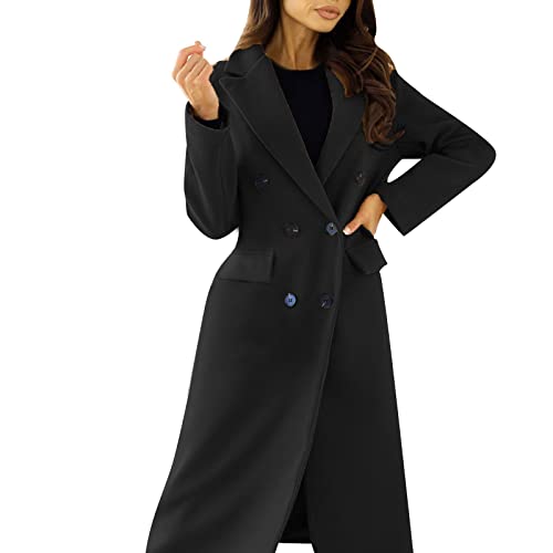 Fulidngzg Wollmantel Damen Winter Lang Elegant Wollmantel Trenchcoat Wolle A-Linie Wintermantel Übergangsjacke Leicht Dufflecoat Übergangsmantel Warm Winterparka Winterjacke Wolljacke von Fulidngzg