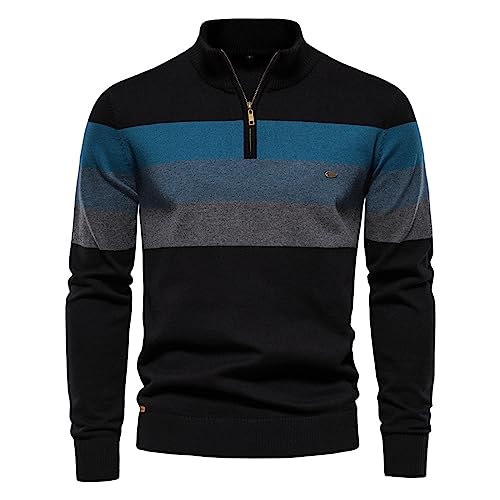 Fulidngzg half zip pullover herren Norweger Kaschmir Winterpullover mit Reißverschluss Langarm Strickpullover Rollkragenpullover Kragen Stehkragen Strickjacken Sweatshirt Jumper von Fulidngzg