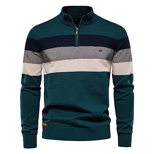 Fulidngzg half zip pullover herren Norweger Kaschmir Winterpullover mit Reißverschluss Langarm Strickpullover Rollkragenpullover Kragen Stehkragen Strickjacken Sweatshirt Jumper von Fulidngzg