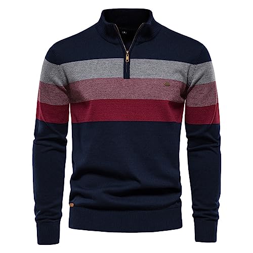 Fulidngzg half zip pullover herren Norweger Kaschmir Winterpullover mit Reißverschluss Langarm Strickpullover Rollkragenpullover Kragen Stehkragen Strickjacken Sweatshirt Jumper von Fulidngzg