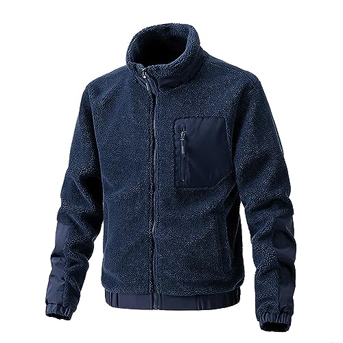 Herren Fleecejacke Dicke Flanell Teddyfleece Jacke Teddy Fell Thermo Felljacke Schafwolle Übergröße Wolljacke Lammfelljacke Zipper Militär Kuscheljacke Teddyjacke von Fulidngzg