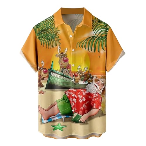 Herren Hemd Weihnachten: Baumwolle Herrenhemden Hemd Weihnachtsmann Christmas Weihnachtshemd Freizeithemd Weihnachten Xmas Weihnachtsshirt Lustig Weihnachtskostüm Weihnachtshemden von Fulidngzg