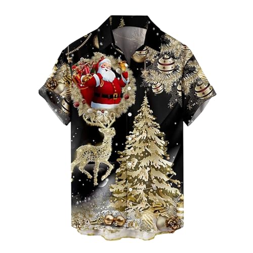 Herren Hemd Weihnachten: Baumwolle Herrenhemden Hemd Weihnachtsmann Christmas Weihnachtshemd Freizeithemd Weihnachten Xmas Weihnachtsshirt Lustig Weihnachtskostüm Weihnachtshemden von Fulidngzg