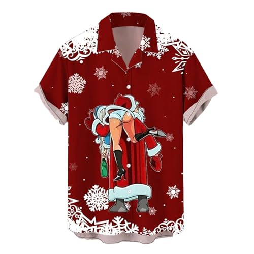 Herren Hemd Weihnachten: Baumwolle Herrenhemden Hemd Weihnachtsmann Christmas Weihnachtshemd Freizeithemd Weihnachten Xmas Weihnachtsshirt Lustig Weihnachtskostüm Weihnachtshemden von Fulidngzg