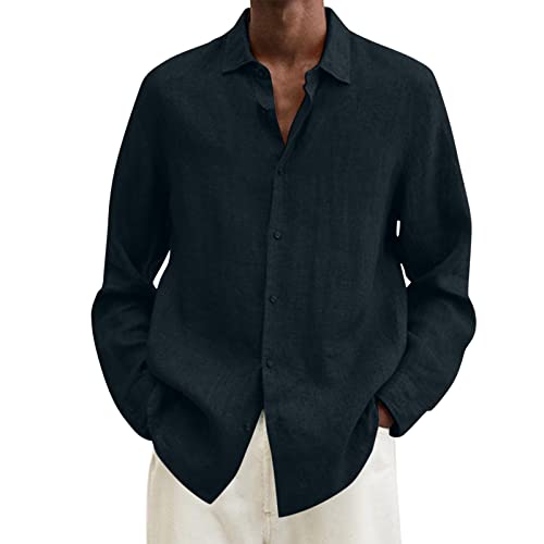 Herren Leinenhemd Groß Weit 4XL Old Sommer Comfort Fit Langarm Sommerhemd Herrenhemden Baumwolle Dünn Casual Strandhemd Regular Fit Slim Fit Knopfhemd Lässiges Elegant Freizeithemden Hemden von Fulidngzg