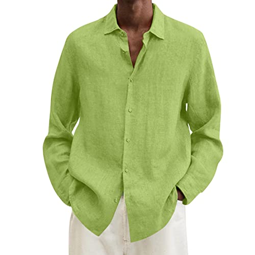 Herren Leinenhemd Groß Weit 4XL Old Sommer Comfort Fit Langarm Sommerhemd Herrenhemden Baumwolle Dünn Casual Strandhemd Regular Fit Slim Fit Knopfhemd Lässiges Elegant Freizeithemden Hemden von Fulidngzg