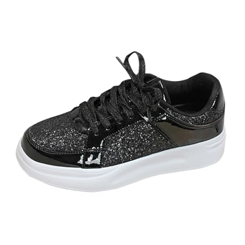 Hippie Schuhe Damen Schnürschuhe Festliche Lackschuhe Pailettenschuhe Glitzerschuhe Frühling Rutschfeste Glitzer Schuhe Pailletten Schuhe Flache Elegante Turnschuhe Glitzer Sneaker Trekkingschuhe von Fulidngzg