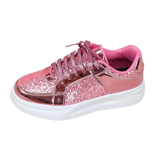 Hippie Schuhe Damen Schnürschuhe Festliche Lackschuhe Pailettenschuhe Glitzerschuhe Frühling Rutschfeste Glitzer Schuhe Pailletten Schuhe Flache Elegante Turnschuhe Glitzer Sneaker Trekkingschuhe von Fulidngzg