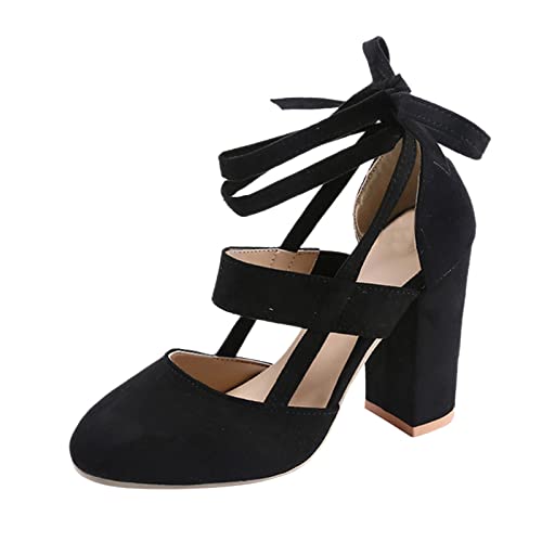 Hohe Schuhe Damen mit Blockabsatz High Heels Tanzschuhe Elegant Vorne Geschlossen Hochzeitsschuhe Absatz Schwarz Pumps Brautschuhe Bequem Trachtenschuhe Stöckelschuhe von Fulidngzg