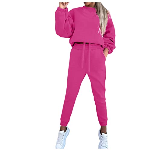 Homewear Damen Set Sportlich Große Größen Jumpsuit Trainingsanzug 2023 Kuschelig Hausanzug Jogginganzug Ohne Kapuze Basic Zweiteiler Jogger Elegant Komplett Winter Sport Set Set Hose und Oberteil von Fulidngzg