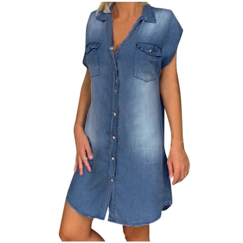 Jeans Kleid für Damen Knöpfe Knielang Damenkleider Sommerkleid Leicht Luftig Jeanskleid Jeansbluse Boho Frühling Blusenkleid Freizeitkleid Elegant 50 Style Hemdblusenkleid Spring Dresses Jeans Kleid für Damen Knöpfe Knielang Damenkleider Sommerkleid Leicht Luftig Jeanskleid Jeansbluse Boho Frühling Blusenkleid Freizeitkleid Elegant 50 Style Hemdblusenkleid Spring Dresses von Fulidngzg