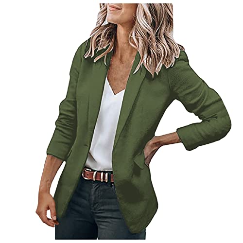 Jersey Blazer Damen Lang Tailliert Oversize Business Übergangsjacke Blazerjacke Sportlich Elegant Jacke Cardigan Frühling Dünn Sommer Anzugjacke Kurzblazer Sommerjacke von Fulidngzg