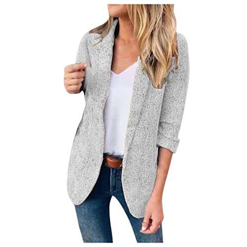 Jersey Blazer Damen Lang Tailliert Oversize Business Übergangsjacke Blazerjacke Sportlich Elegant Jacke Cardigan Frühling Dünn Sommer Anzugjacke Kurzblazer Sommerjacke von Fulidngzg