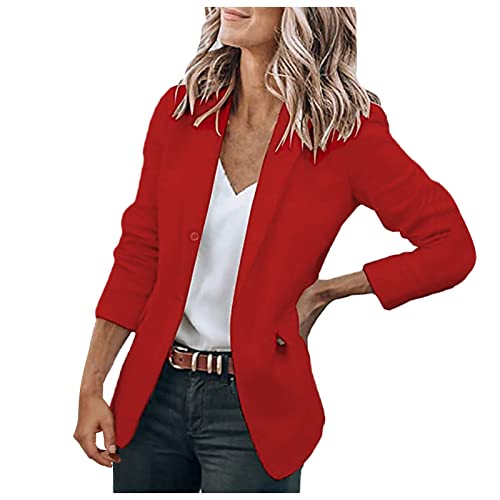 Jersey Blazer Damen Lang Tailliert Oversize Business Übergangsjacke Blazerjacke Sportlich Elegant Jacke Cardigan Frühling Dünn Sommer Anzugjacke Kurzblazer Sommerjacke von Fulidngzg