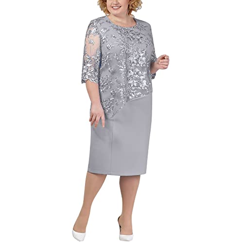 Kleider für Mollige Frauen Festlich Midikleid Festkleider Übergröße Ab 50 Jahren Chiffonkleid Elegant Wickelkleid Große Größen Bauchweg Cocktailkleid a Linien Hochzeit Abendkleid von Fulidngzg