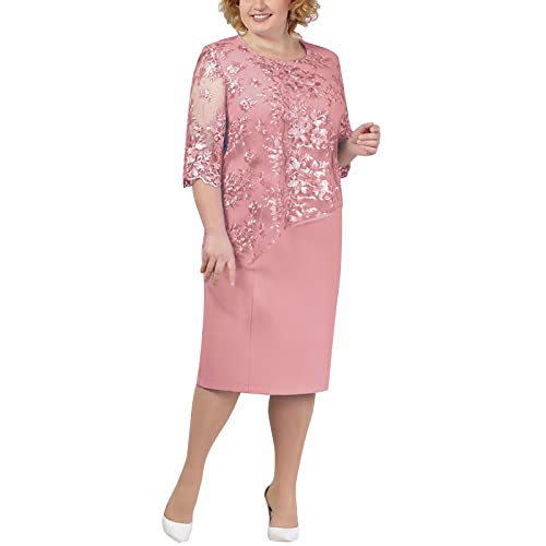 Kleider für Mollige Frauen Festlich Midikleid Festkleider Übergröße Ab 50 Jahren Chiffonkleid Elegant Wickelkleid Große Größen Bauchweg Cocktailkleid a Linien Hochzeit Abendkleid von Fulidngzg