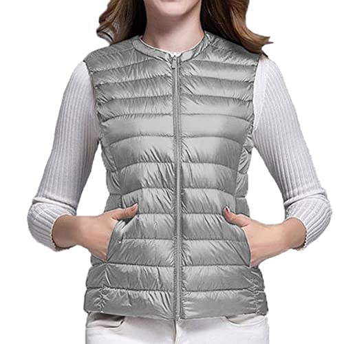 Leichte Steppweste Damen Ärmellose Pufferweste Daunenweste Dünne Übergang Fleeceweste Ultraleicht Kurz Steppweste Softshell Elegant Schwarze Damenweste Große Größen Reißverschluss Gesteppt Weste von Fulidngzg