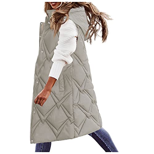 Fulidngzg Leichte Steppweste Damen: Elegant Weste Fleeceweste Dünne Übergang Longweste Outdoor Lange Ärmellose Reißverschluss Damenweste Softshell Ultraleicht Große Größen Übergangsjacke von Fulidngzg