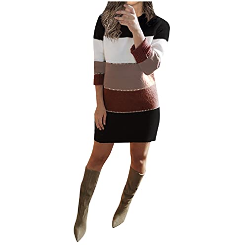 Longpullover für Damen, Bodycon Herbst Pullikleid Pulloverkleid Oversize Grobmaschig Winterkleider Strickkleid Warm Langarm Sweater Kleid Herbstkleid für Leggings Lässig Strickpullover Pulli Kleid von Fulidngzg