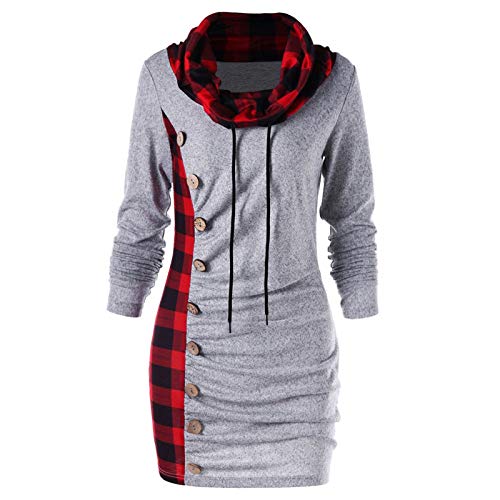 Longtops Damen Lang Grosse Grössen Langarm Lang Lässig Warm Kleider mit Ausschnitt Herbst Winter XXXL Oversize Shirt Longshirt Schwarze Grau von Fulidngzg