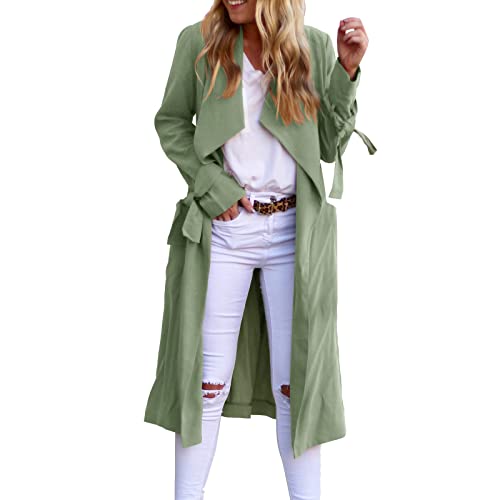 Mantel Frühling Damen Leicht Oversize Frühlingsmantel Übergangsjacke Übergang Tailliert Sommermantel Beige Elegant Übergangsmantel Damenmantel Lang Schwarz Mäntel Frauen Long Coat von Fulidngzg