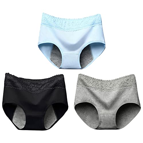 Menstruationsunterwäsche Mädchen, Unterhosen Baumwolle Menstruationsunterwäsche Waschbare Slipeinlagen Kaiserschlüpfer Periodenslip Starke Blutung Perioden Unterwäsche Period Panties 3er Pack von Fulidngzg