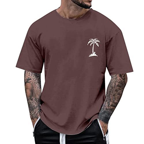 Oversized Tshirt Herren Kurzarm Palm Tree Gym Shirt Baggy Baumwolle Streetwear Basic Tshirt XXL Palm Tree Tshirt Longshirt Große Größen Basketball Shirt Sport Tshirts von Fulidngzg