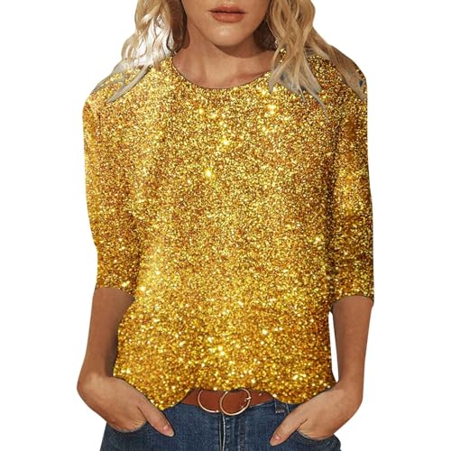 Pailletten Oberteil Damen Elegant Oberteile Silvester Aesthetic Bluse Sexy Vintage Langarmshirts Tunika Modern Glitzer Shirt Party Festliche Top Langarm von Fulidngzg