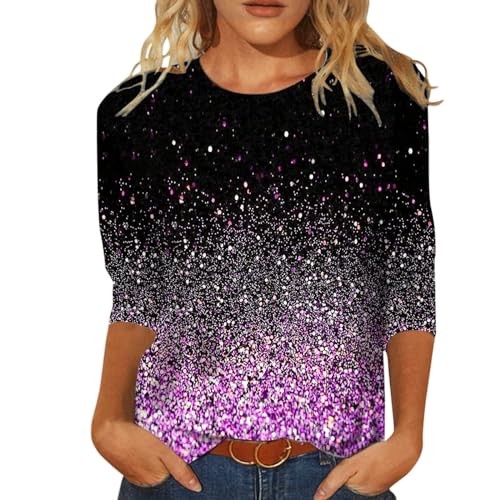 Pailletten Oberteil Damen Elegant Oberteile Silvester Aesthetic Bluse Sexy Vintage Langarmshirts Tunika Modern Glitzer Shirt Party Festliche Top Langarm von Fulidngzg