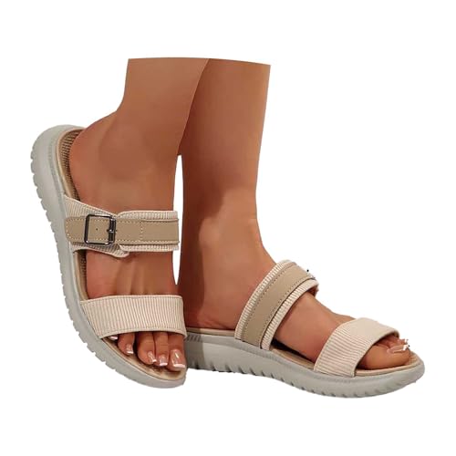 Fulidngzg Orthopädische Sandalen Damen Offenen Zehen Slip-Ins Flache Badelatschen Latschen Mit Weich Fussbett Breite Füße Sommer Bequem Hausschuhe Sandals - Yoga Strand Gr.36-43 von Fulidngzg