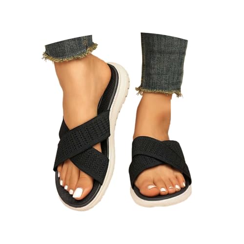 Fulidngzg Orthopädische Sandalen Damen Offenen Zehen Slip-Ins Flache Badelatschen Latschen Mit Weich Fussbett Breite Füße Sommer Bequem Hausschuhe Sandals - Yoga Strand Gr.36-43 von Fulidngzg